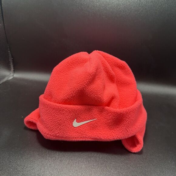 Nike Beanie Toddler One Size Hot Pink Fleece Neck Strap Snow Cap - Picture 1 of 6